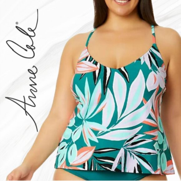 Anne Cole Limited Edition Zesty Tropical Triangle Tankini Top - Picture 1 of 6